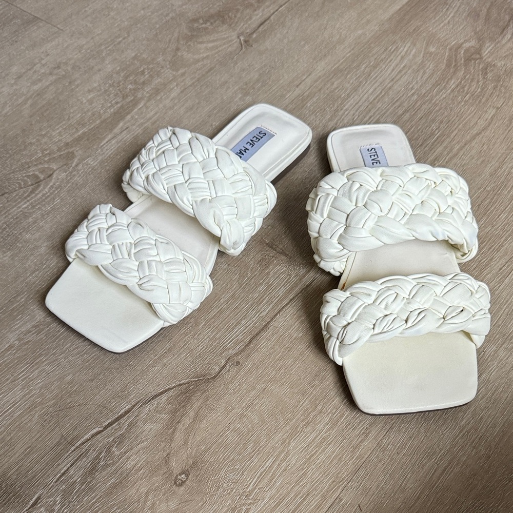Steve Madden Cream Braided Slide Sandals